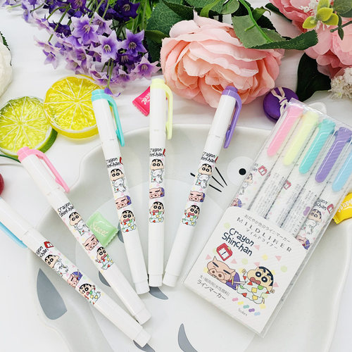 日本斑马ZEBRA荧光色标记笔WKT7蜡笔小新联名限定限量版 - 图0