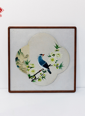 扬州漆器厂银箔手绘花鸟挂屏非遗手工艺挂画书房茶室办公室装饰画