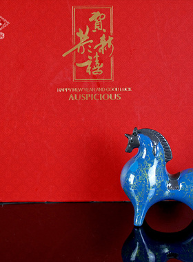 扬州漆器厂犀皮漆瓷胎唐马工艺摆件寓意马到成功伴手礼品