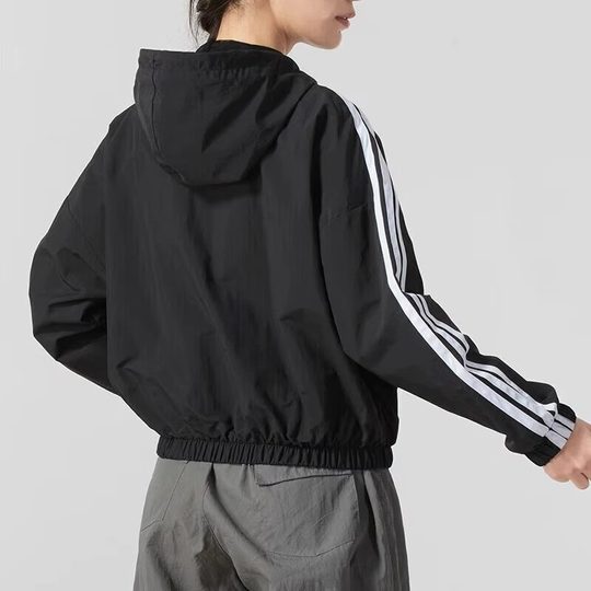 Adidas Frühjahr neue Damen Webjacke Kapuzenjacke sportlich lässig kurz JZ2162
