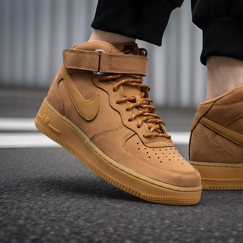 Nike耐克空军一号男鞋Air Force 1小麦色中帮运动板鞋DJ9158-200 - 图1