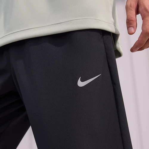 Nike, быстросохнущие черные спортивные дышащие штаны, свободный прямой крой