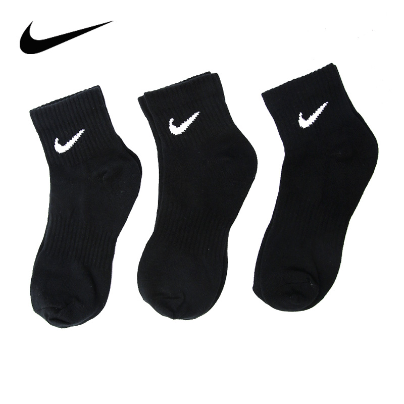 Nike耐克袜子黑色白色三双装中筒训练篮球舒适运动袜SX7676 - 图3