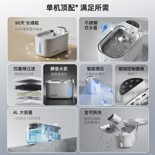 猫咪饮水机不锈钢无线不插电自动宠物饮水器循环恒温加热狗喝水碗 - 图0