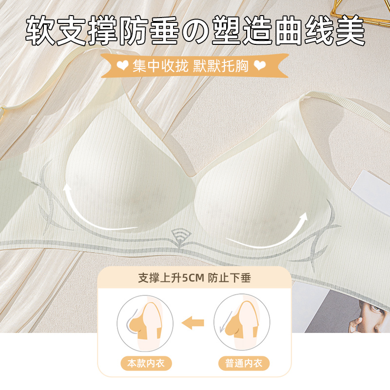 夏季内衣女小胸聚拢收副乳提拉防下垂薄款固定杯透气无痕运动文胸