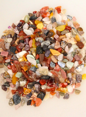 七彩石黄水晶小颗粒碎石黄色水晶聚宝盆内装饰品七彩宝石鱼缸装饰