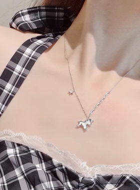 小众简约女纯银百搭独角兽项链