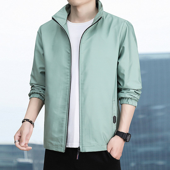 Stand-collar short spring and autumn windbreaker jacket men's jacket