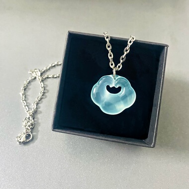星晚晚【冰蓝玛瑙】专柜饰品玛瑙玉髓祥云锁项链女生冰透高级饰品