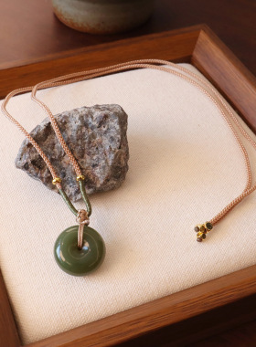 天然和田玉吊坠项链女新中式国风平安扣佛公手工编织项链轻奢小众