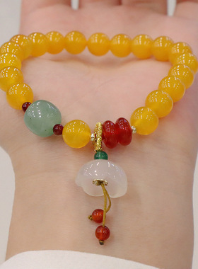 天然黄玛瑙水晶甜美珠宝女生