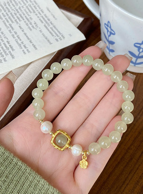 中式玉髓青提路路通文艺手链