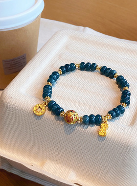 新中式复古民族风优化蓝水翡翠手串高颜值福禄葫芦日进斗金手链女