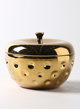 电镀陶瓷现代简约储物罐收纳盒
