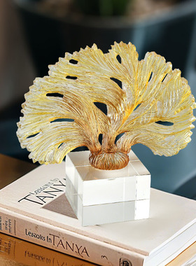 家居艺术软装透明树脂蓝色珊瑚摆件客厅玄关桌面电视柜轻奢装饰品