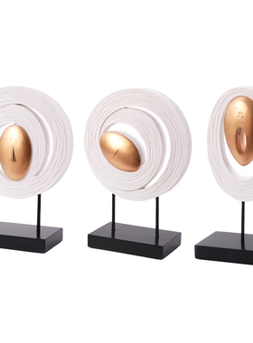 新中式风砂岩样板间门厅圆形摆件