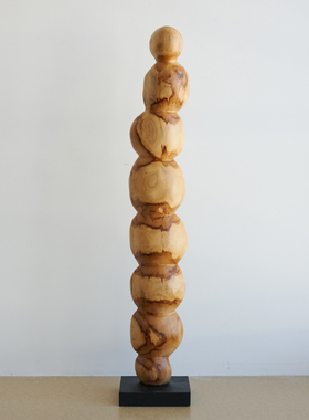 印尼进口柚木层叠圆环镂空转运木雕塑抽象木艺落地实木装饰品摆件