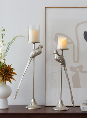 进口铝制银色小鸟造型雕塑摆件