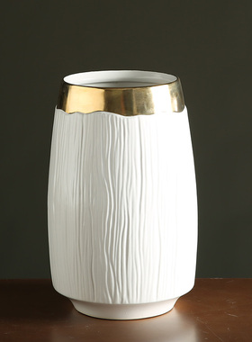 白色金边花瓶客厅装饰品陶瓷花器