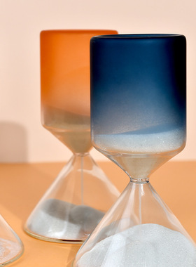 橙色黄色蓝色几何沙漏计时器摆件