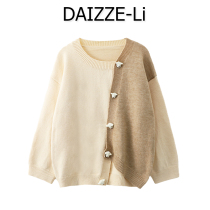 DAIZZE21 Winter Design Sensation Niche Soft Glutinous Blouse Jacket College Wind Irregular Sweaty Sweater Womens Knitwear Cardigan
