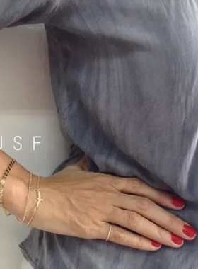 细手链搭款美产14k注金豆豆锁骨