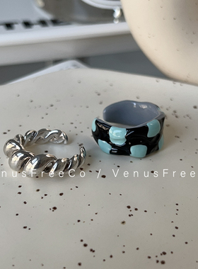 925纯银甜酷可颂麻花戒指