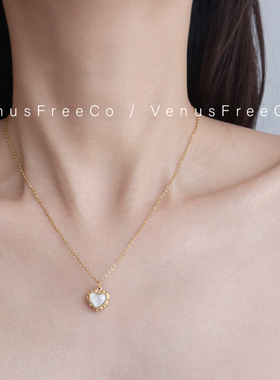 18k镀金复古爱心锁骨链项链