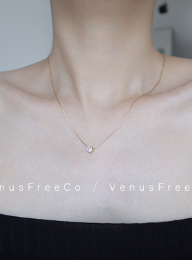 18k镀金闪链一颗闪钻锁骨链