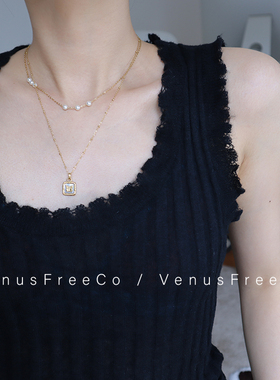 18k镀金钛钢蝴蝶珍珠锁骨链