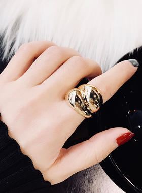 日韩网红冷淡风个性几何戒指