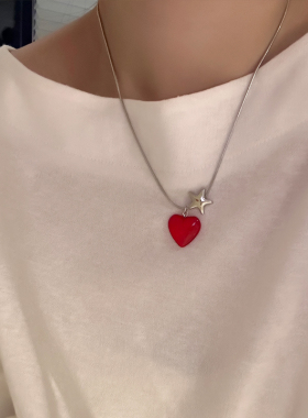 冰透爱心星星吊坠2024年新款颈链