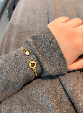 vintage风高级感虎眼石戒指手镯