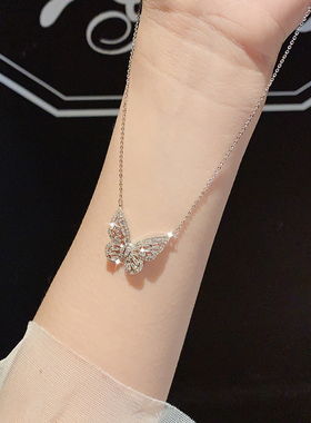 高级感仙气蝴蝶项链女锁骨链戒指套装气质轻奢小众设计感网红配饰