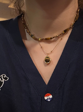 双层可分开美拉德风双层串珠项链