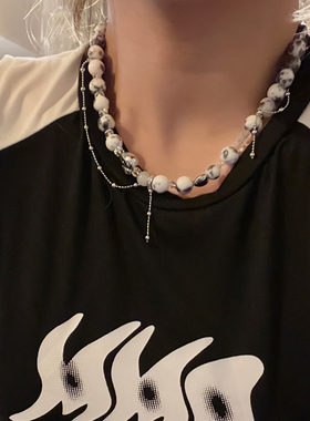 小众设计泼墨爱心吊坠项链