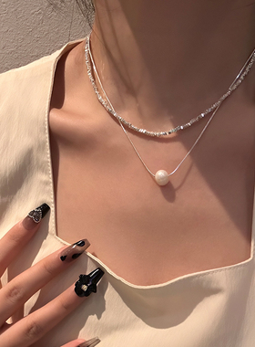 小众设计感碎银子珍珠项链优雅