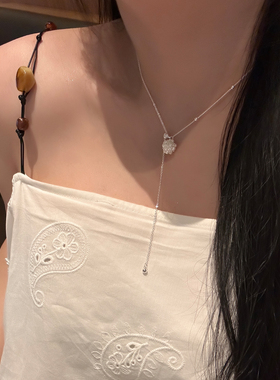 独特小众可抽拉珍珠闪钻球球项链