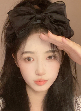 黑色网纱大蝴蝶结高颅顶压发卡