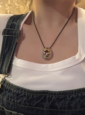 可抽拉调节~简约金属豆豆项链