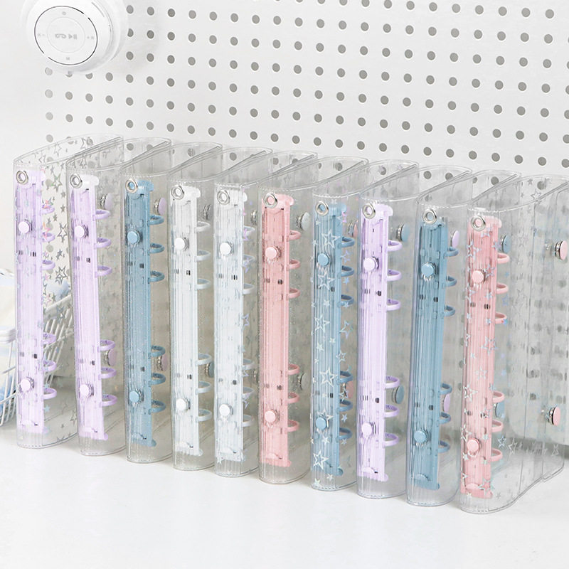 炫彩镭射星星活页笔记本超透PVC手帐本a6闪粉手账本子6孔活页软壳,淘宝优惠券,粉丝福利购,淘宝优惠卷