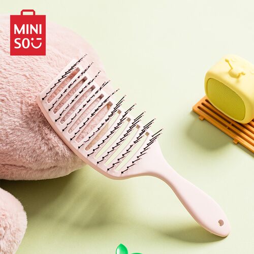 名创优品MINISO软针弯月顺发造型梳卷发九排梳子家用美发梳按摩梳 - 图0