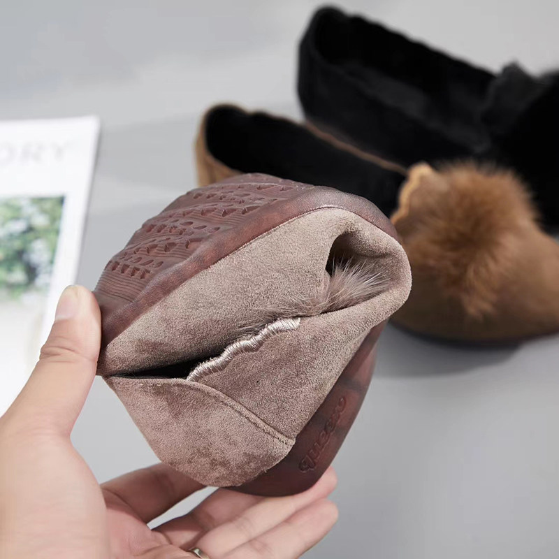 毛毛鞋女尖头软底貂毛平底女鞋zsw坡跟豆豆鞋新款加绒女瓢鞋单鞋,淘宝优惠券,粉丝福利购,淘宝优惠卷