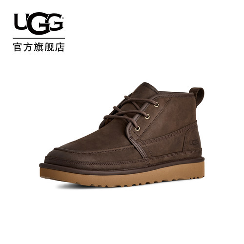 UGG秋冬新款男士时尚舒适保暖系带纯色平底休闲雪地靴短靴1171112 - 图0