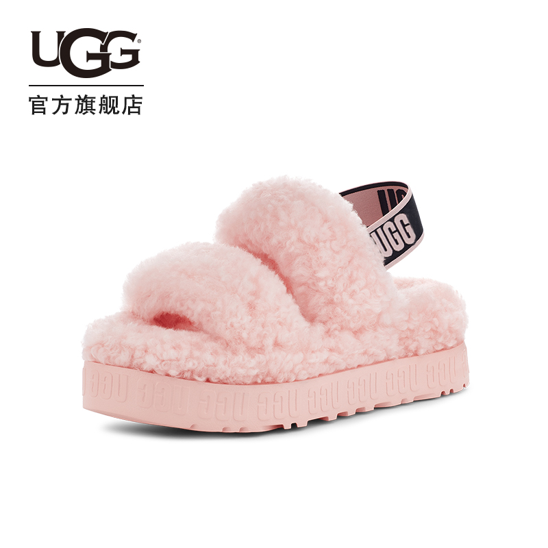 UGG2022秋季女士凉鞋时尚松糕厚底纯色明星同款毛毛拖鞋 1120876