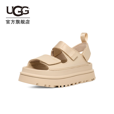 UGG夏季女士舒适时尚炫金系列厚底简约露趾魔术贴休闲凉鞋1152685
