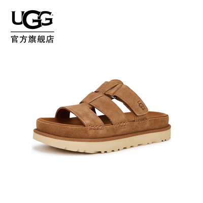 UGG厚底露趾简约魔术贴休闲拖鞋