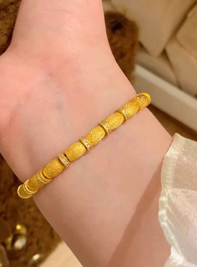 中式潮风橄榄跑环圈手串女款拉丝