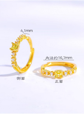 越南沙金方糖戒指女轻奢高级感黄