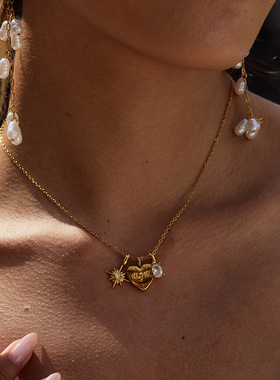 欧美不锈钢锆石爱心项链轻奢小众颈链不掉色钛钢饰品女感